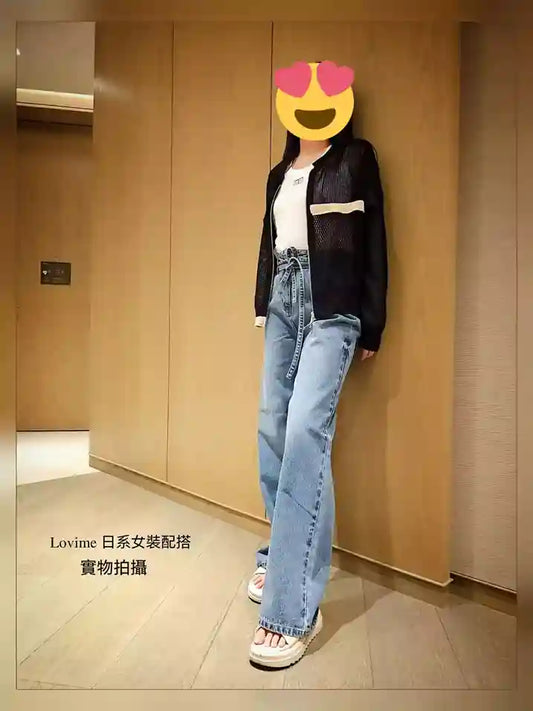 高腰闊脚牛仔褲