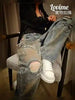 穿窿牛仔褲 Ripped wide jeans