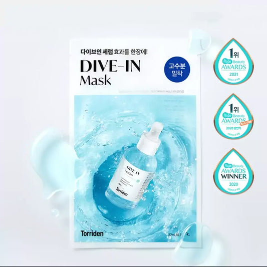 Torriden DIVE-IN Low molecule Hyaluronic acid Mask Pack 5D透明質酸深層補濕面膜 10片